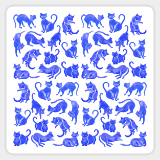 Blue cat positions Sticker